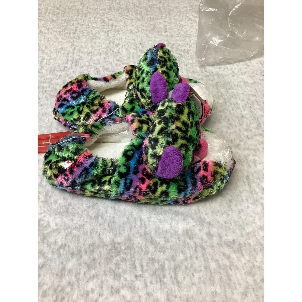 Ty Beanie Boos Dotty Leopard Rainbow Plush Slippers Kids Large 4-5 BBX4Y16-TG